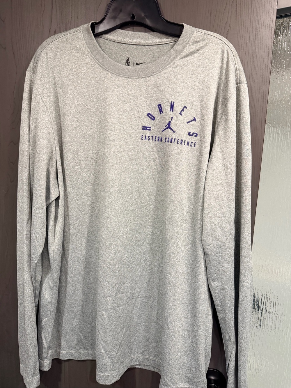 Nike/Jordan Charlotte Hornets Gray Long-Sleeve Dri fit  Tee
